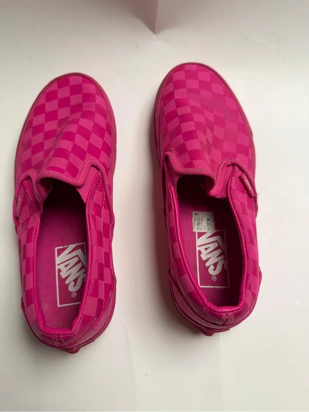Vans Kids Slip-On Checkerboard Sneakers in Hot Pink